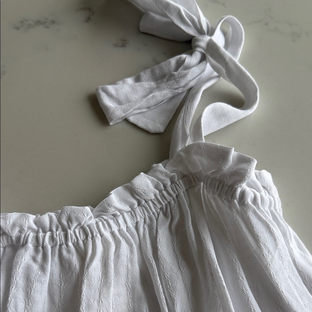 NWT H&M White Tie Shoulder Seersucker Tank - Picture 3 of 5